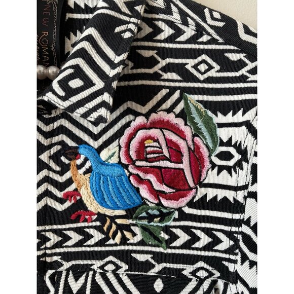 Free People New Romantics Size M Native Whisper Jacket Embroidered Bird Tribal - Picture 4 of 9